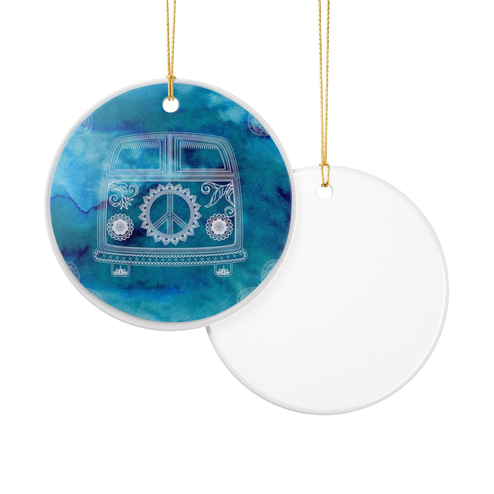 Peace Van Ceramic Ornament - Coastal Holiday Decoration