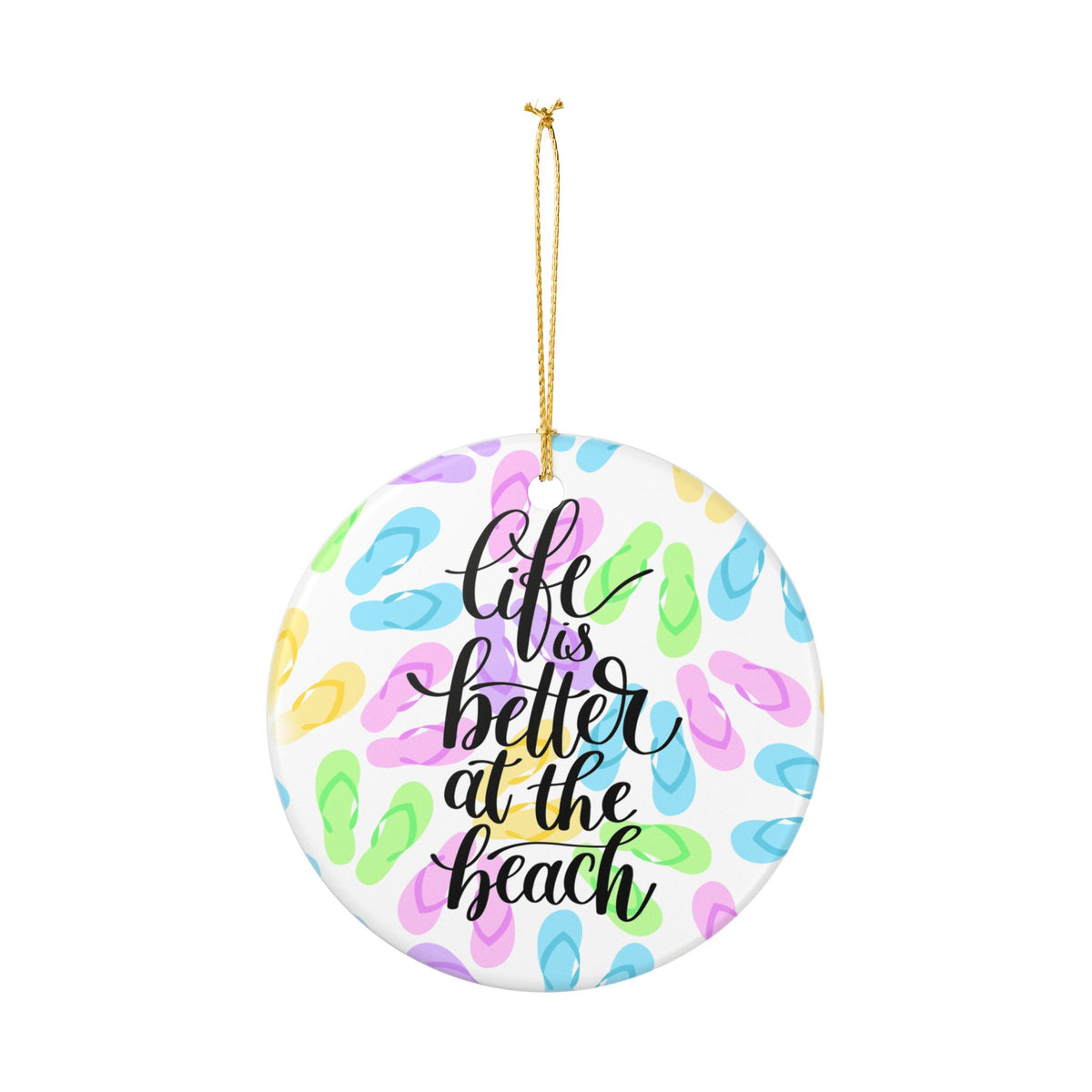 Beach Life Ceramic Ornament - Coastal Holiday Decoration