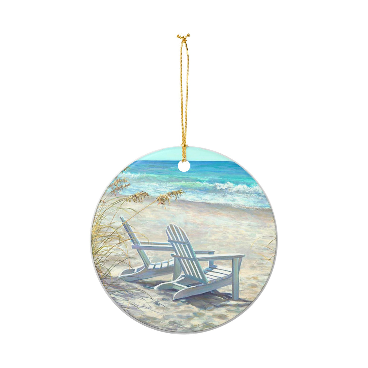 Beach Life Ceramic Ornament - Coastal Holiday Decoration