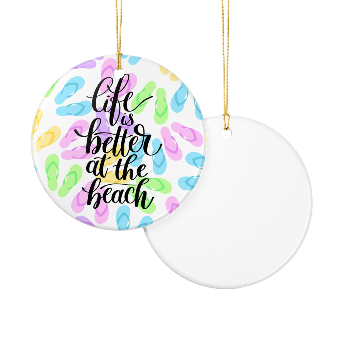 Beach Life Ceramic Ornament - Coastal Holiday Decoration