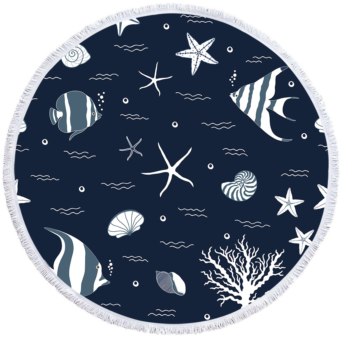 Blue Ocean Round Beach Towel
