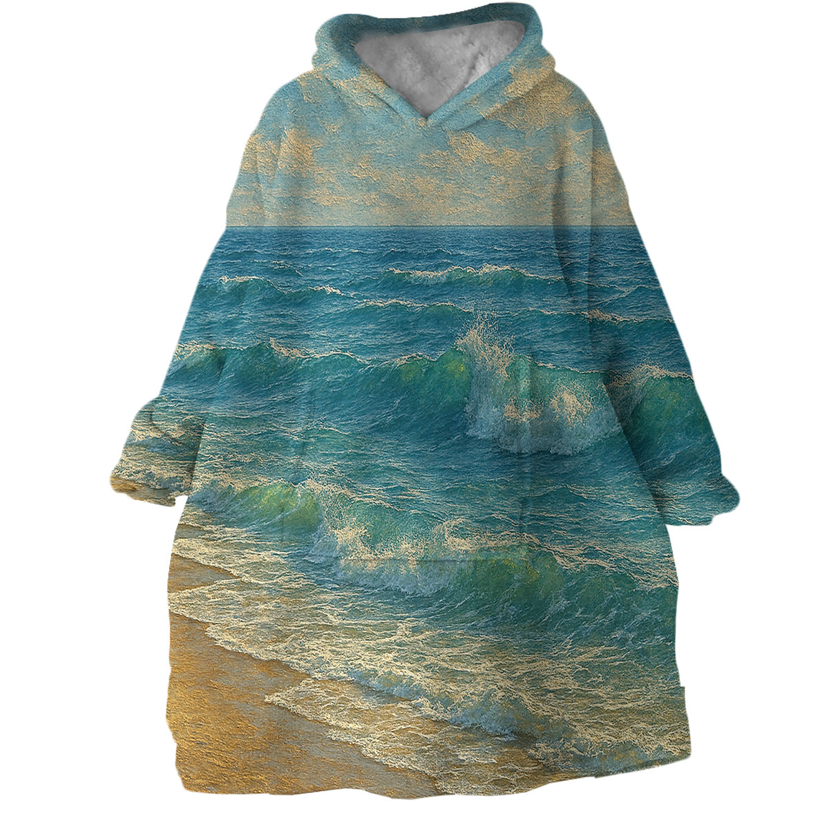 Ocean Painting Wearable Blanket Hoodie