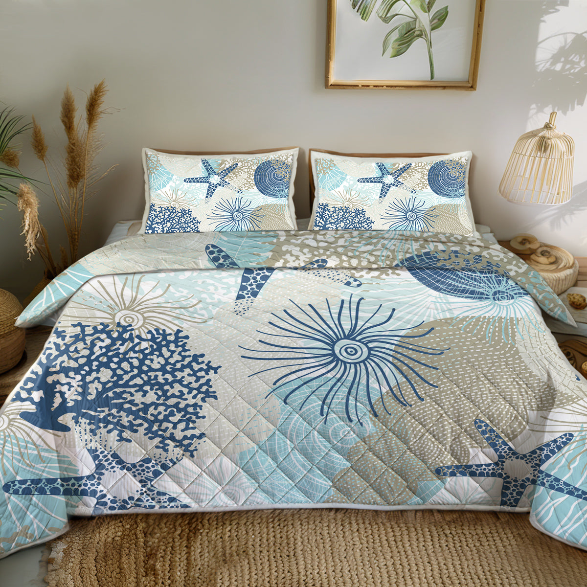 Beach Treasures Quilted Coverlet - Lightweight, Breathable & Super Soft