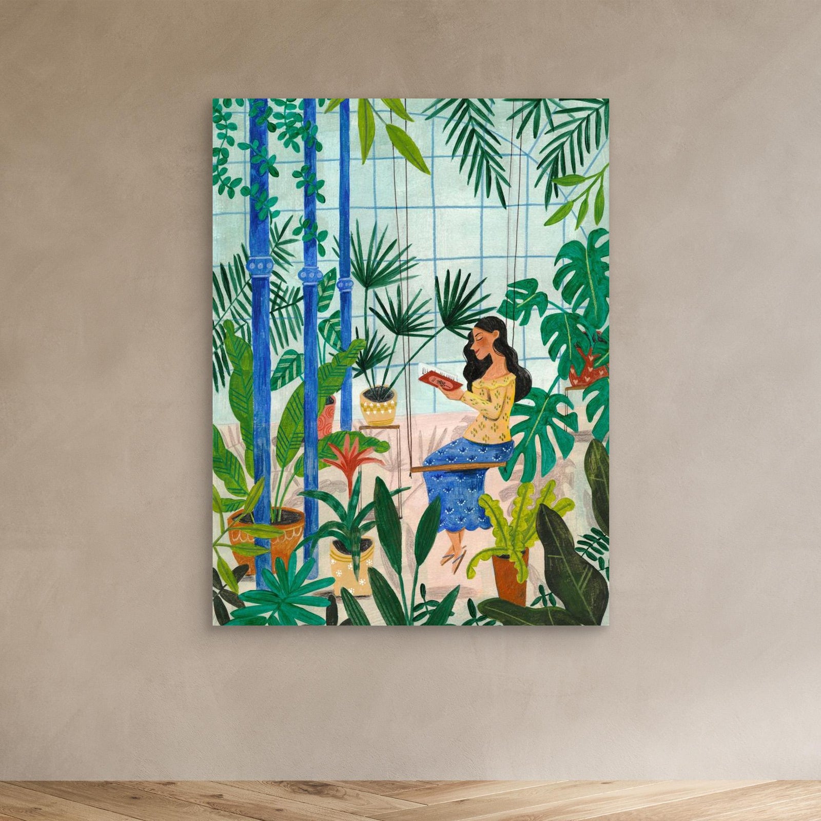 Canvas Print - Reading in the Plant Greenhouse by Caroline Bonne Müller