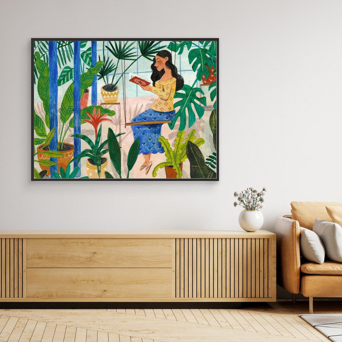 Canvas Print - Reading in the Tropical Greenhouse by Caroline Bonne Müller