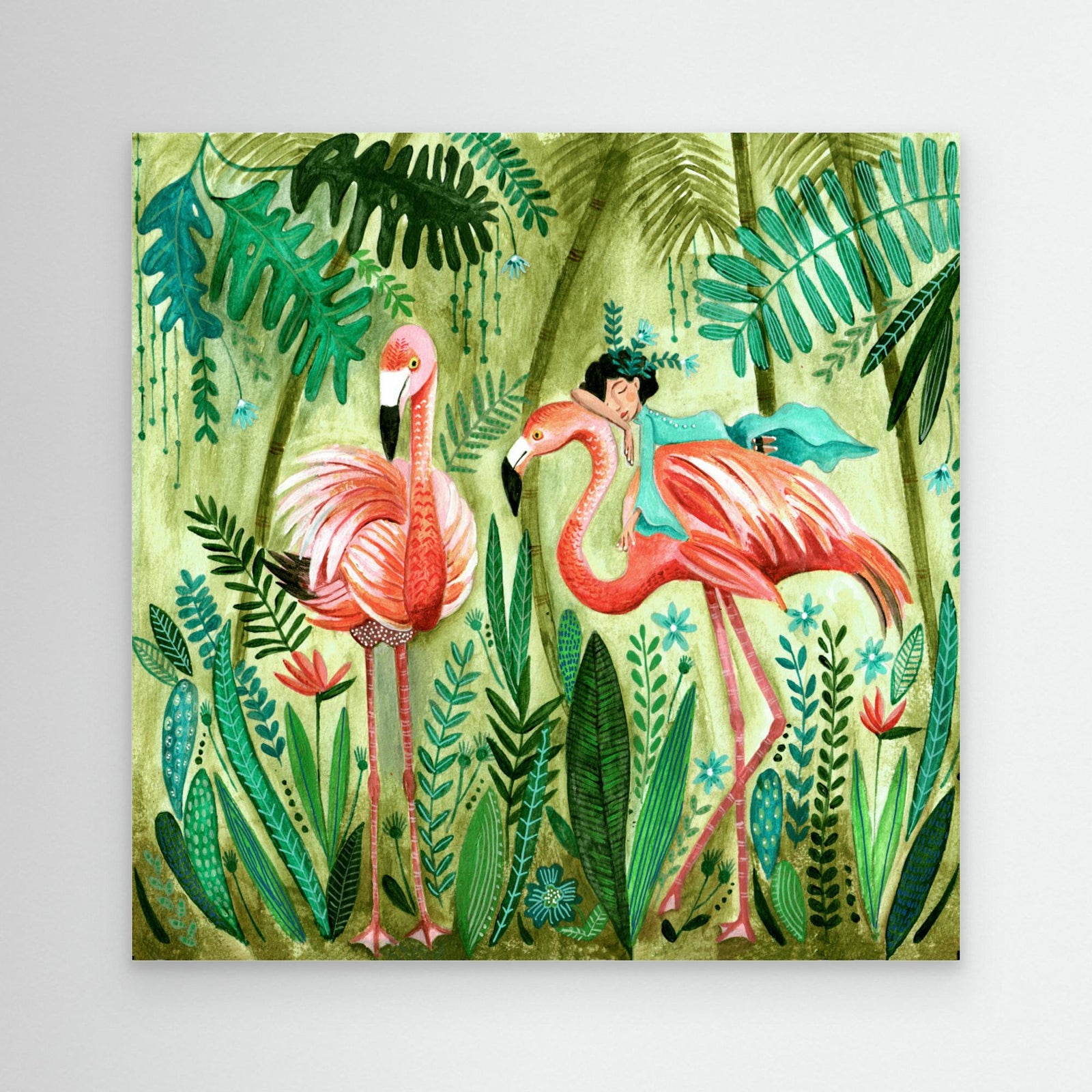 Canvas Print - Flamingo Jungle by Caroline Bonne Müller
