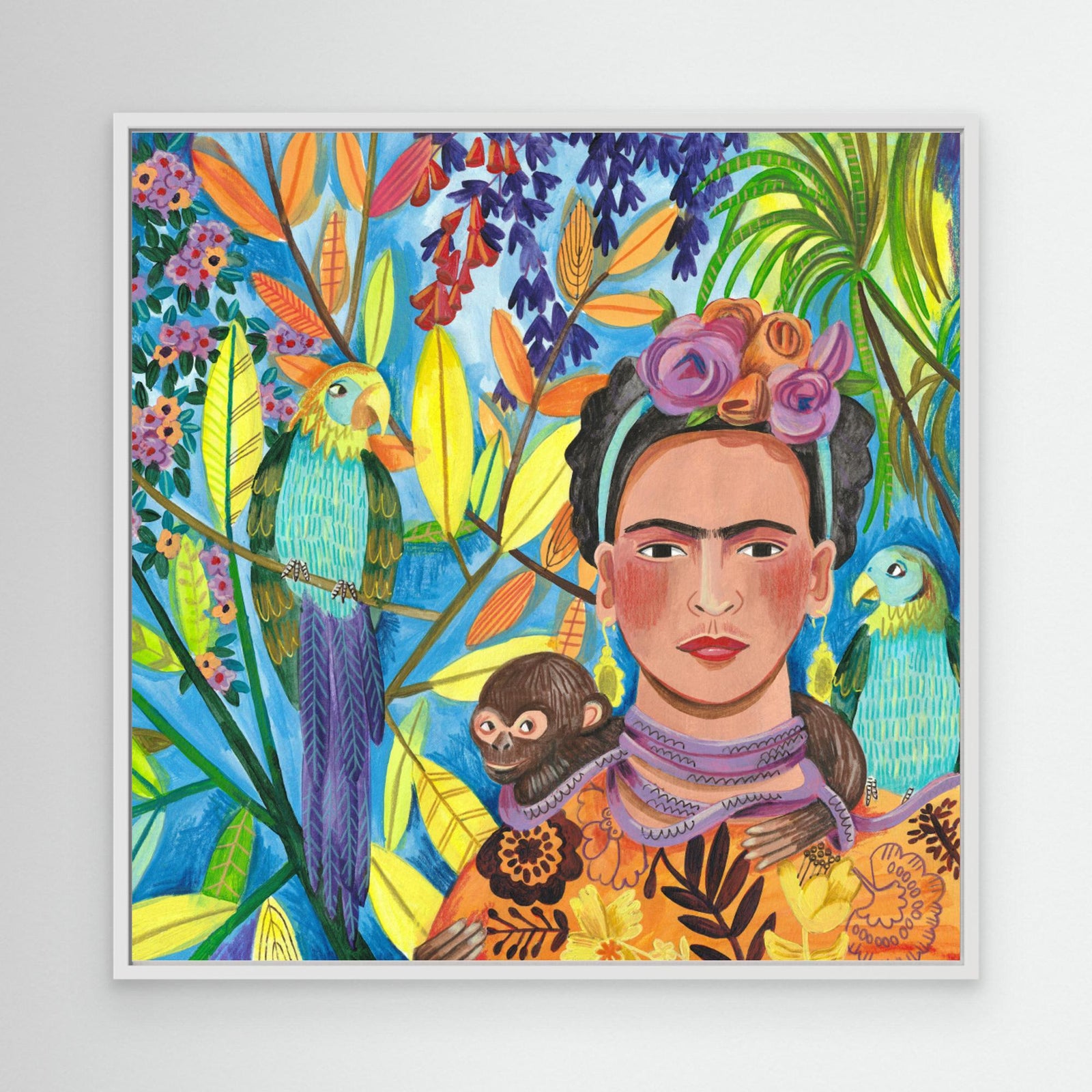 Canvas Print - Frida and her Parrots by Caroline Bonne Müller
