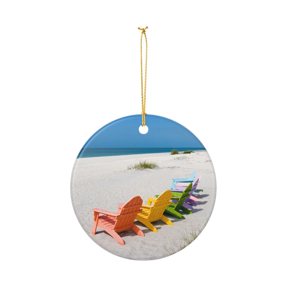 Beach Chairs Ceramic Ornament - Coastal Holiday Decoration