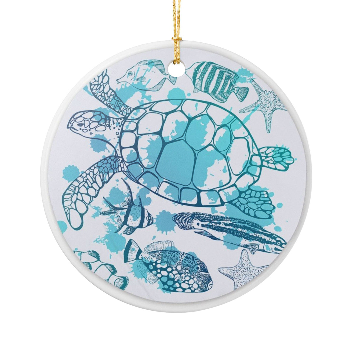 Ocean's Mosaic Ceramic Ornament - Coastal Decoration