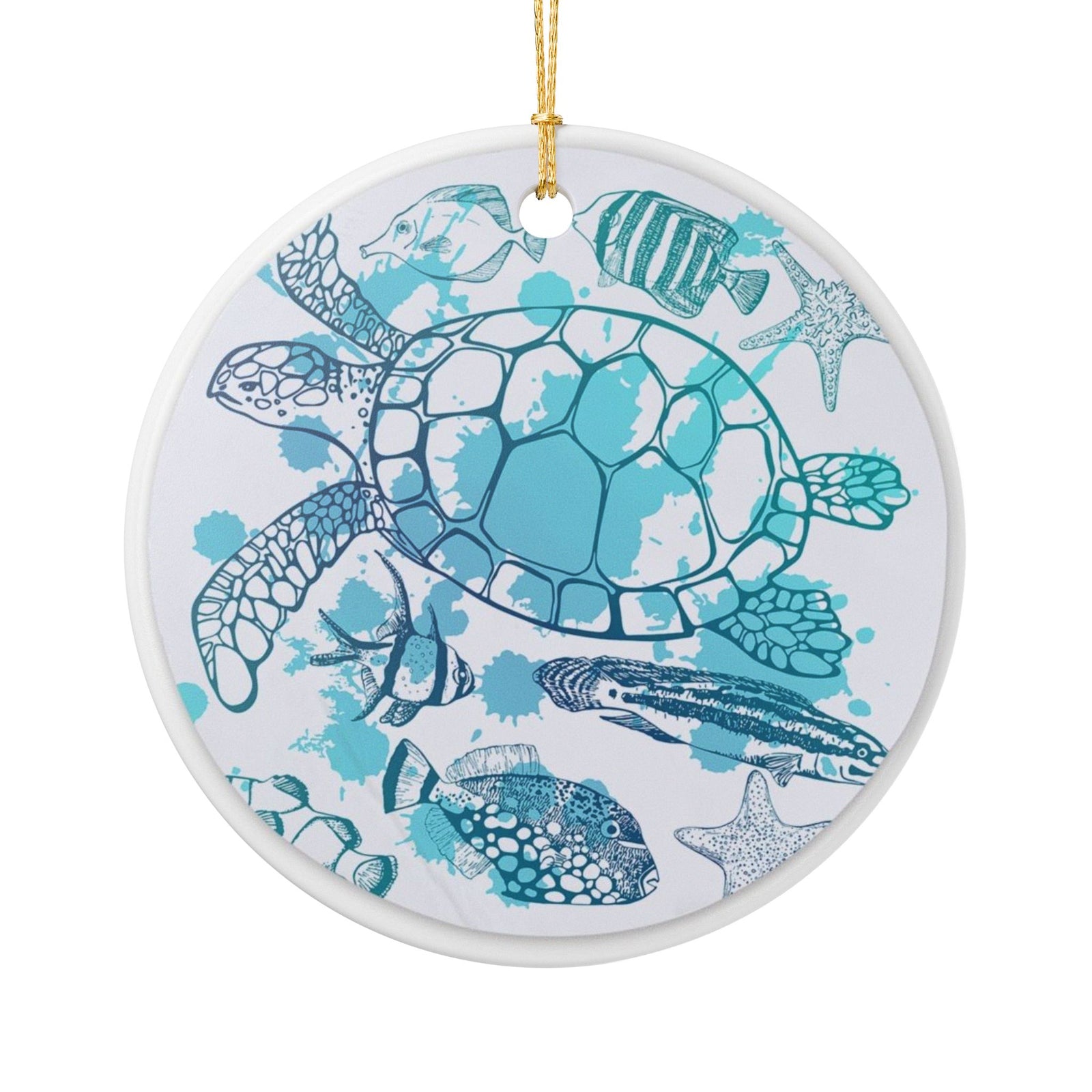 Ocean's Mosaic Ceramic Ornament - Coastal Decoration