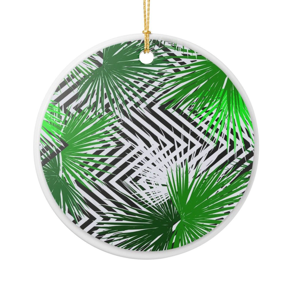 Geometric Palm Ceramic Ornament - Coastal Decoration