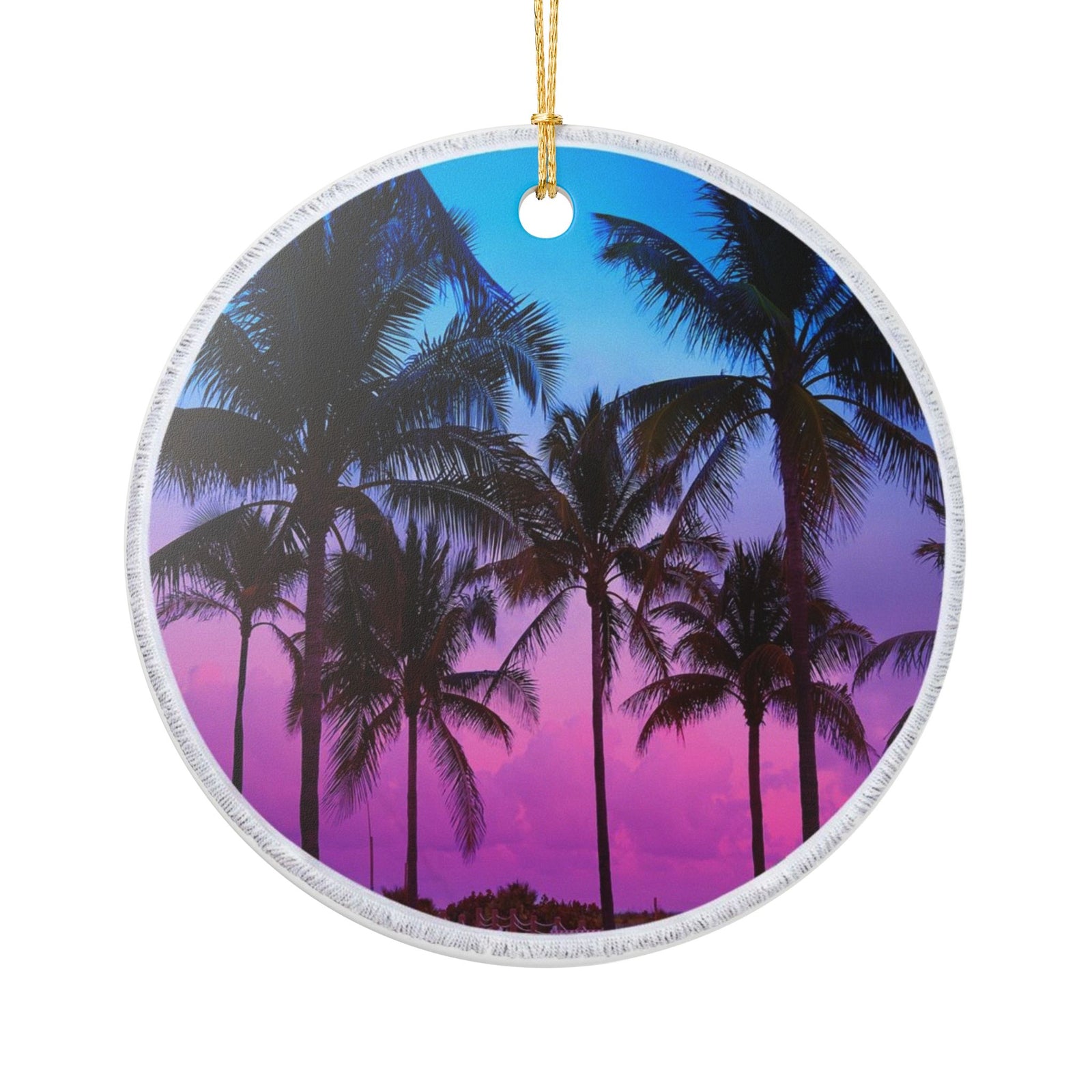 Twilight Palms Ceramic Ornament - Coastal Decoration
