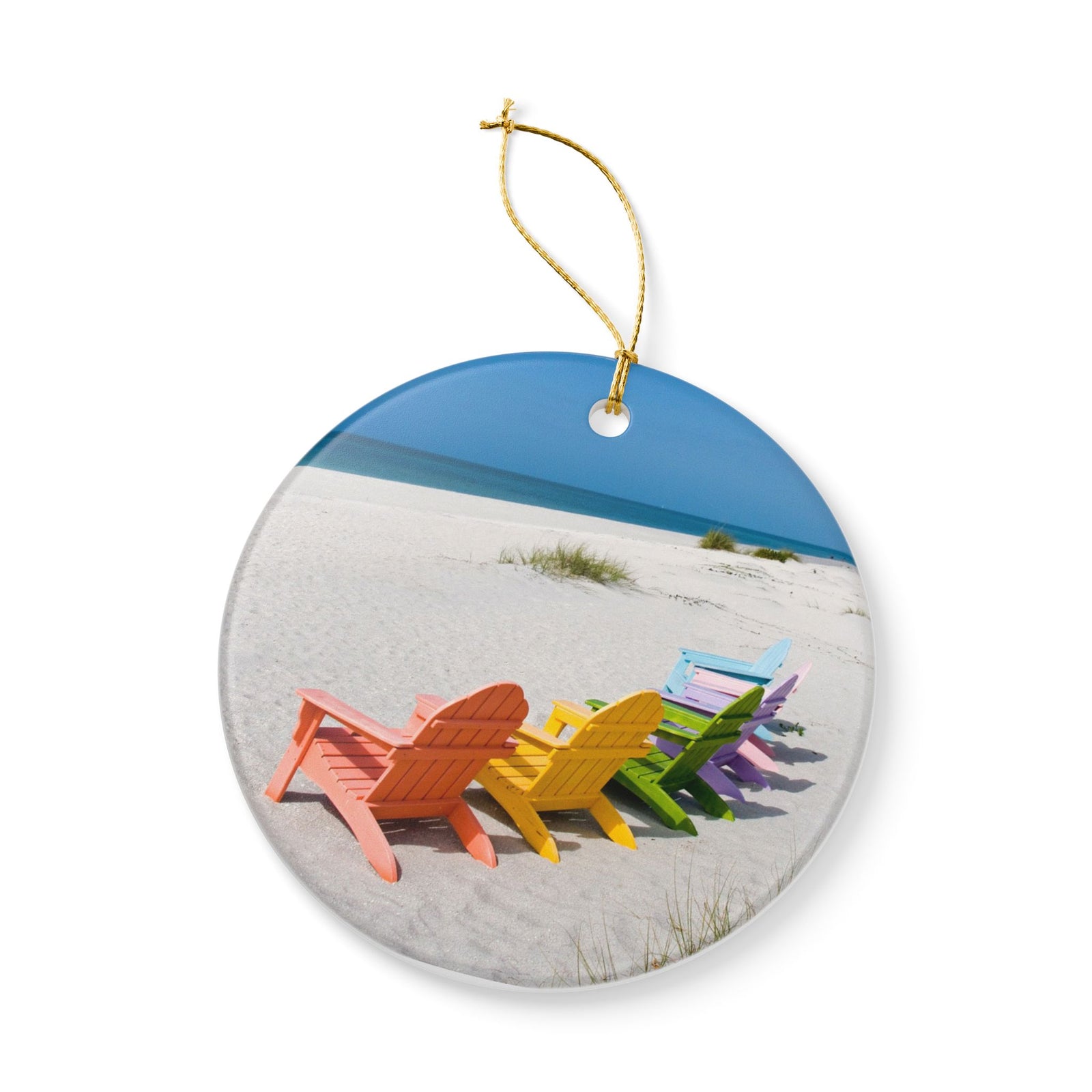 Beach Chairs Ceramic Ornament - Coastal Holiday Decoration