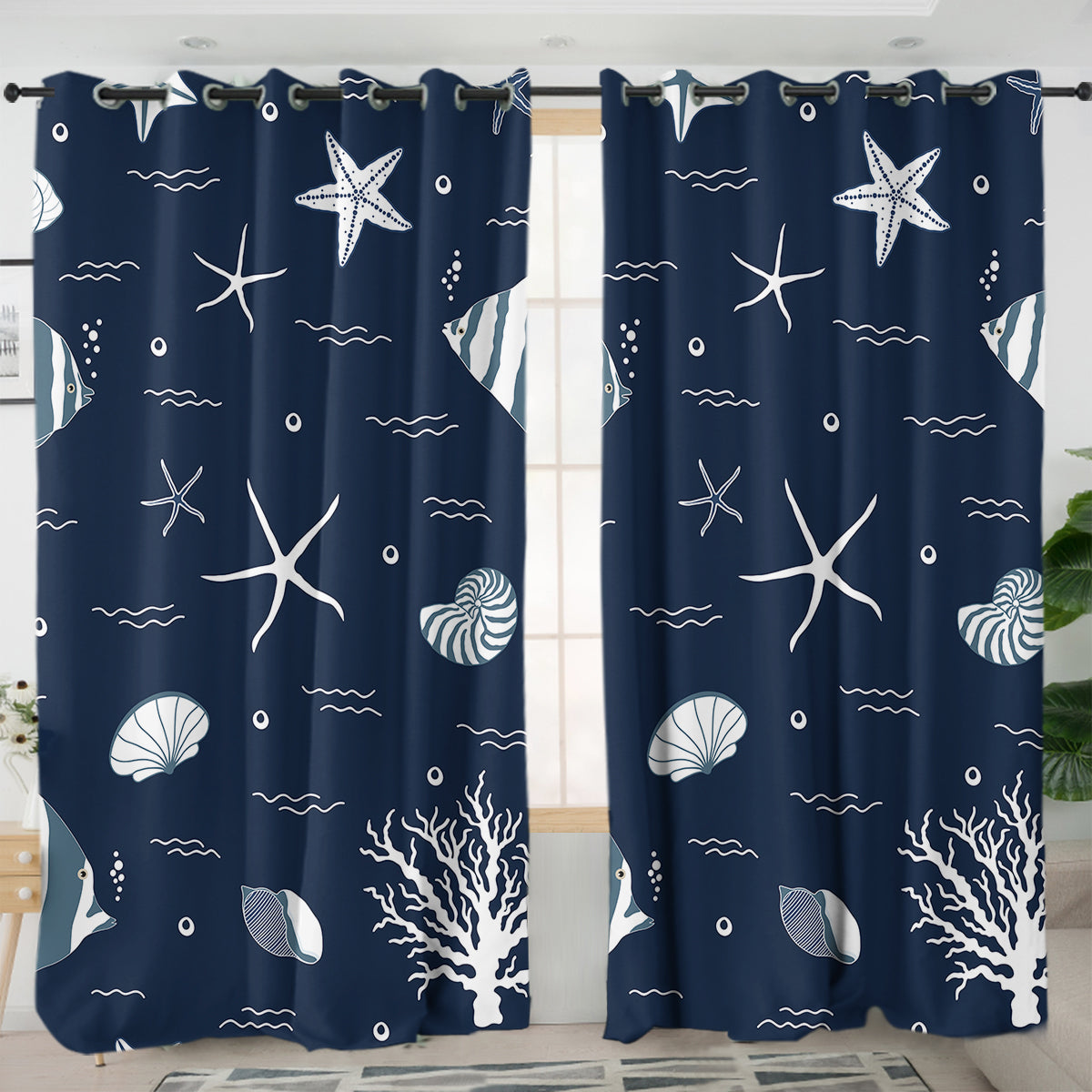 Blue Ocean Sheer Curtains