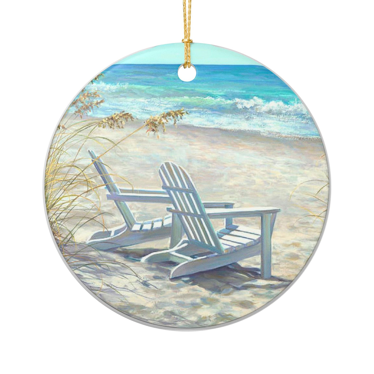 Beach Life Ceramic Ornament - Coastal Holiday Decoration