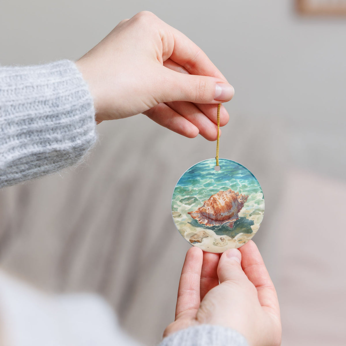 Shelly Ceramic Ornament - Coastal Holiday Decoration