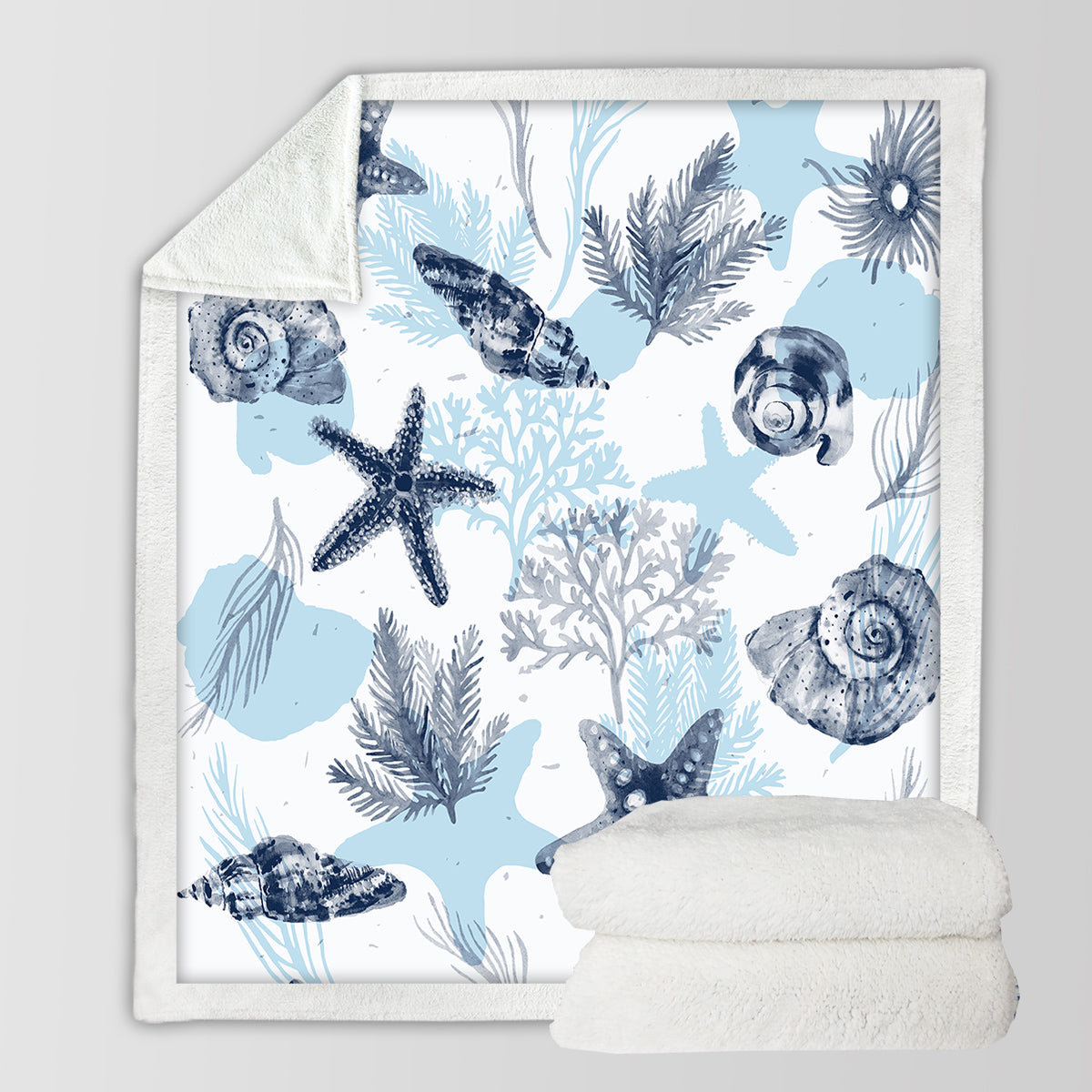 Ocean Blues Soft Sherpa Blanket