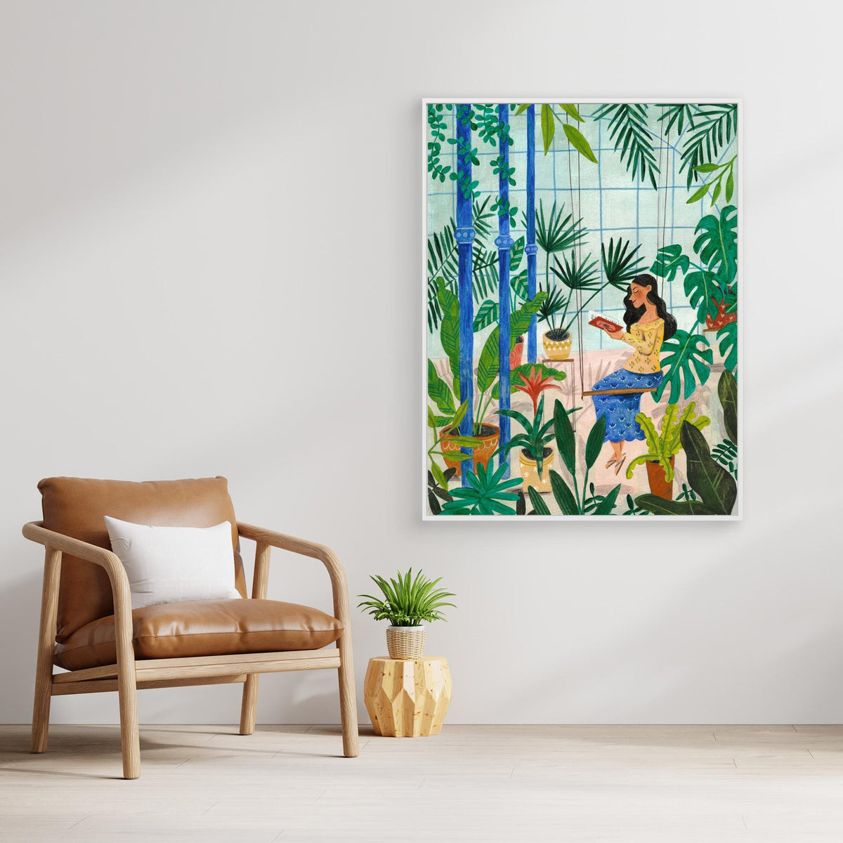 Canvas Print - Reading in the Plant Greenhouse by Caroline Bonne Müller