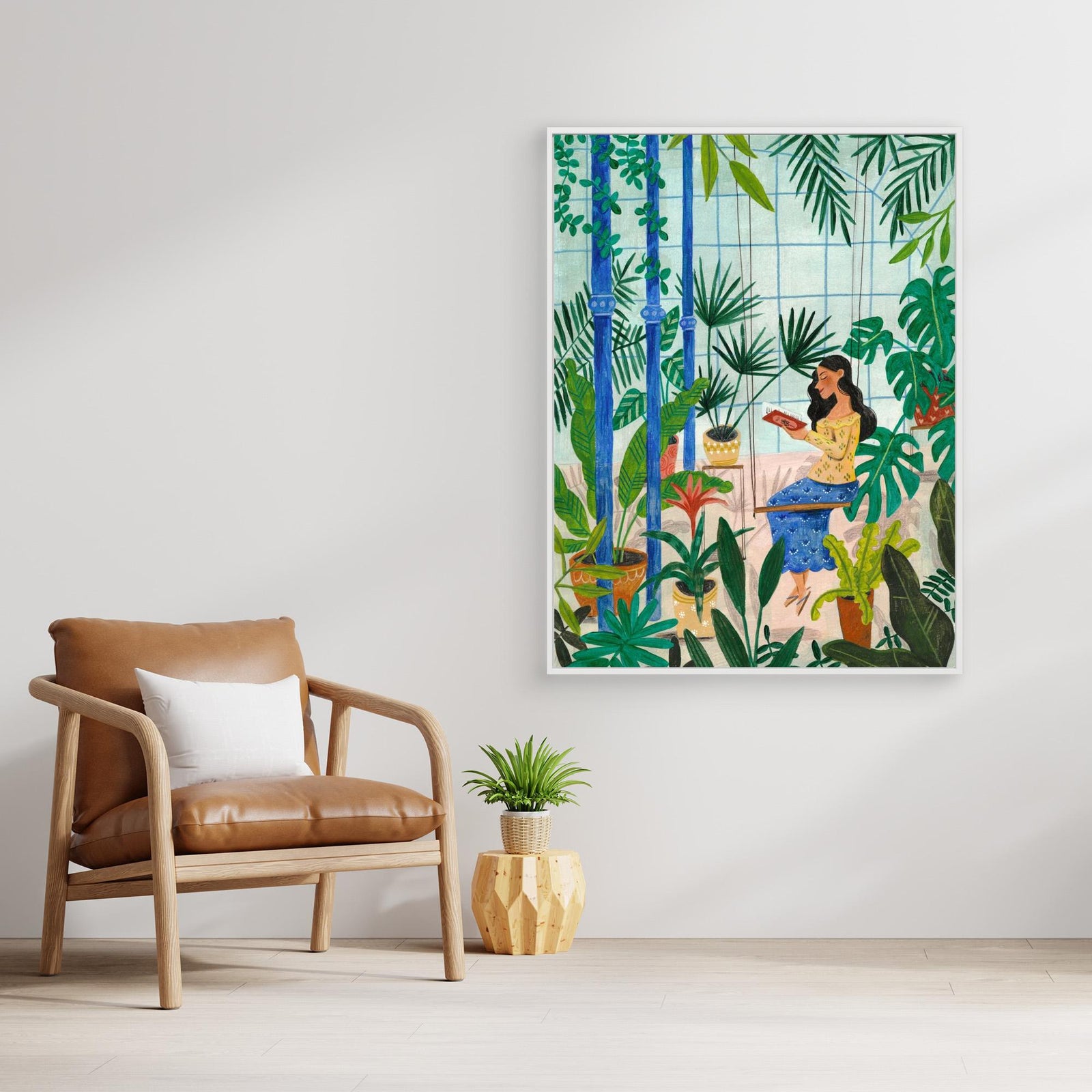 Canvas Print - Reading in the Plant Greenhouse by Caroline Bonne Müller