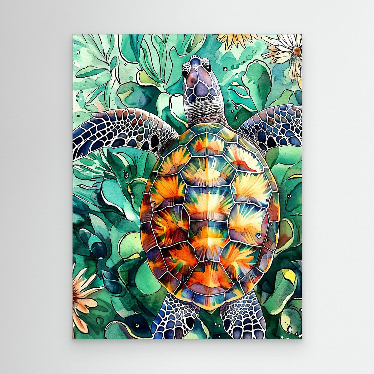 Canvas Print - Turtle Watercolor Animal Art by Justyna Jaszke