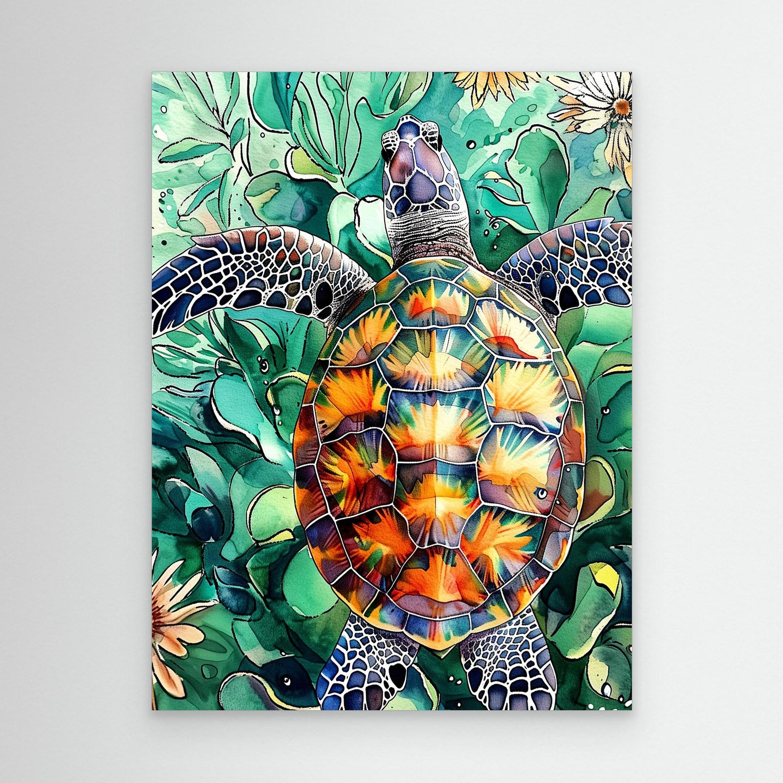 Canvas Print - Turtle Watercolor Animal Art by Justyna Jaszke