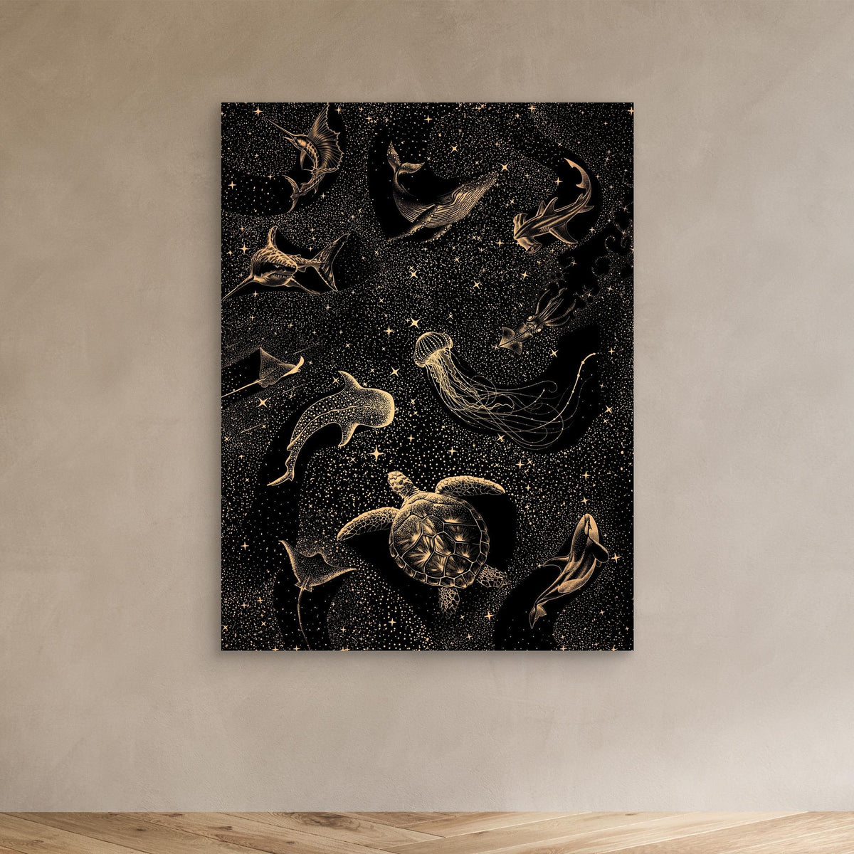 Canvas Print - Cosmic Ocean Dark Gold by Alirıza çakir
