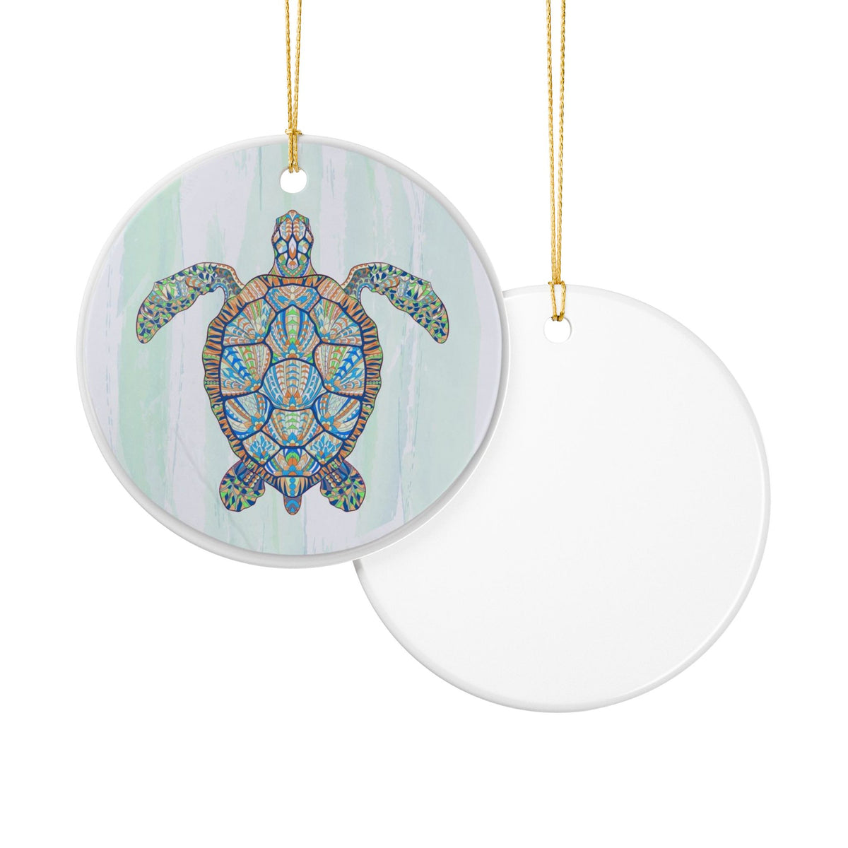 Sea Mosaic Turtle Ceramic Ornament - Coastal Decoration