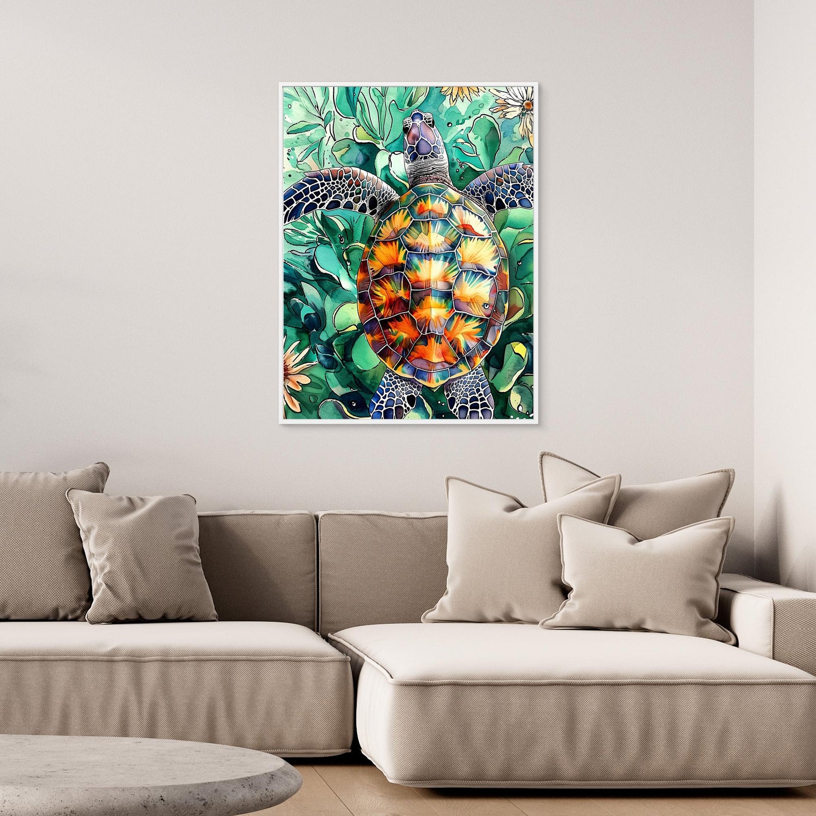 Canvas Print - Turtle Watercolor Animal Art by Justyna Jaszke