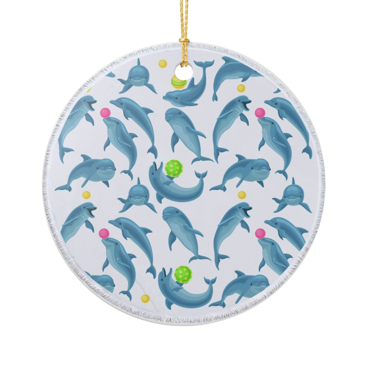 Dancing Dolphins Ceramic Ornament - Coastal Decoration