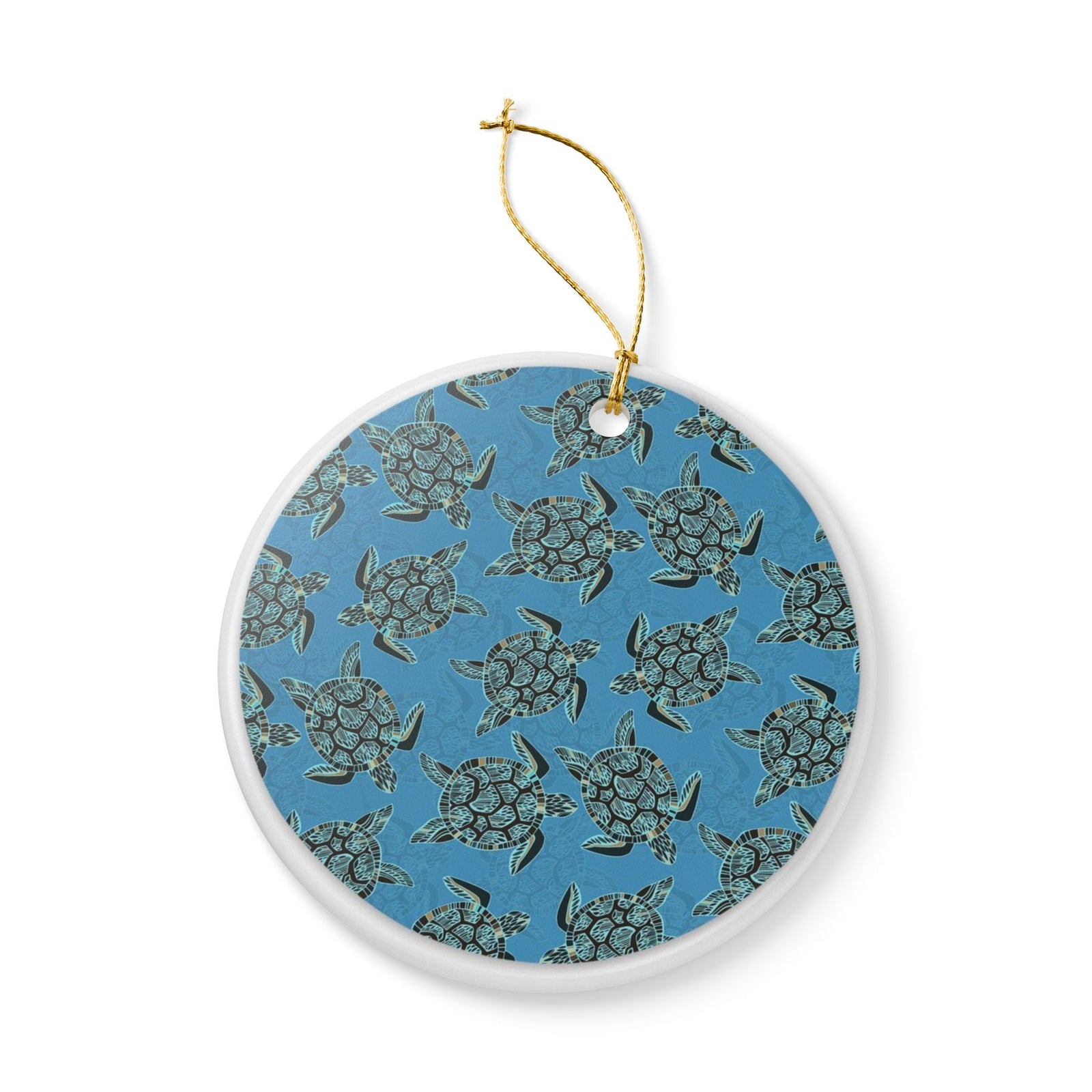 Sea Turtle Waltz Ceramic Ornament - Coastal Decoration