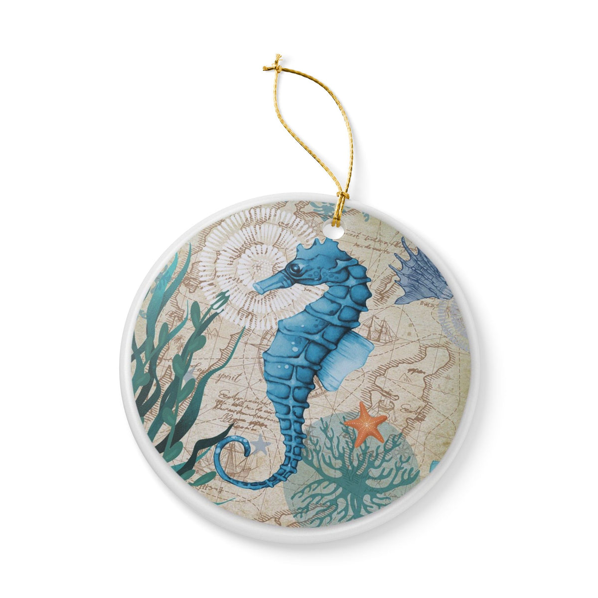Seahorse Voyage Ceramic Ornament - Coastal Decoration