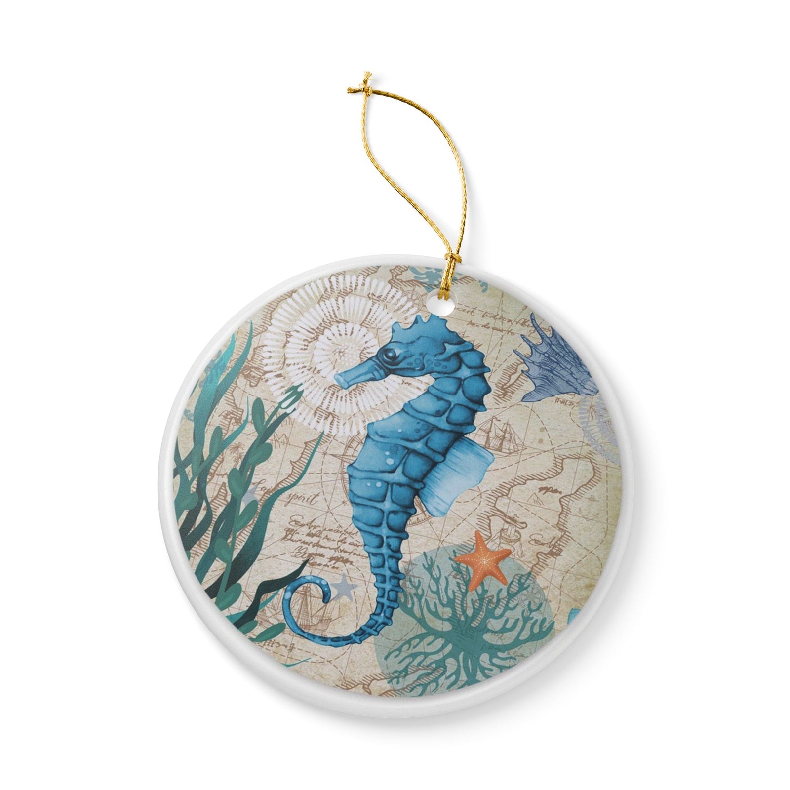 Seahorse Voyage Ceramic Ornament - Coastal Decoration