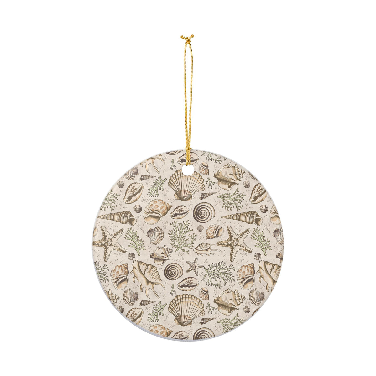 Seashells Ceramic Ornament - Coastal Holiday Decoration