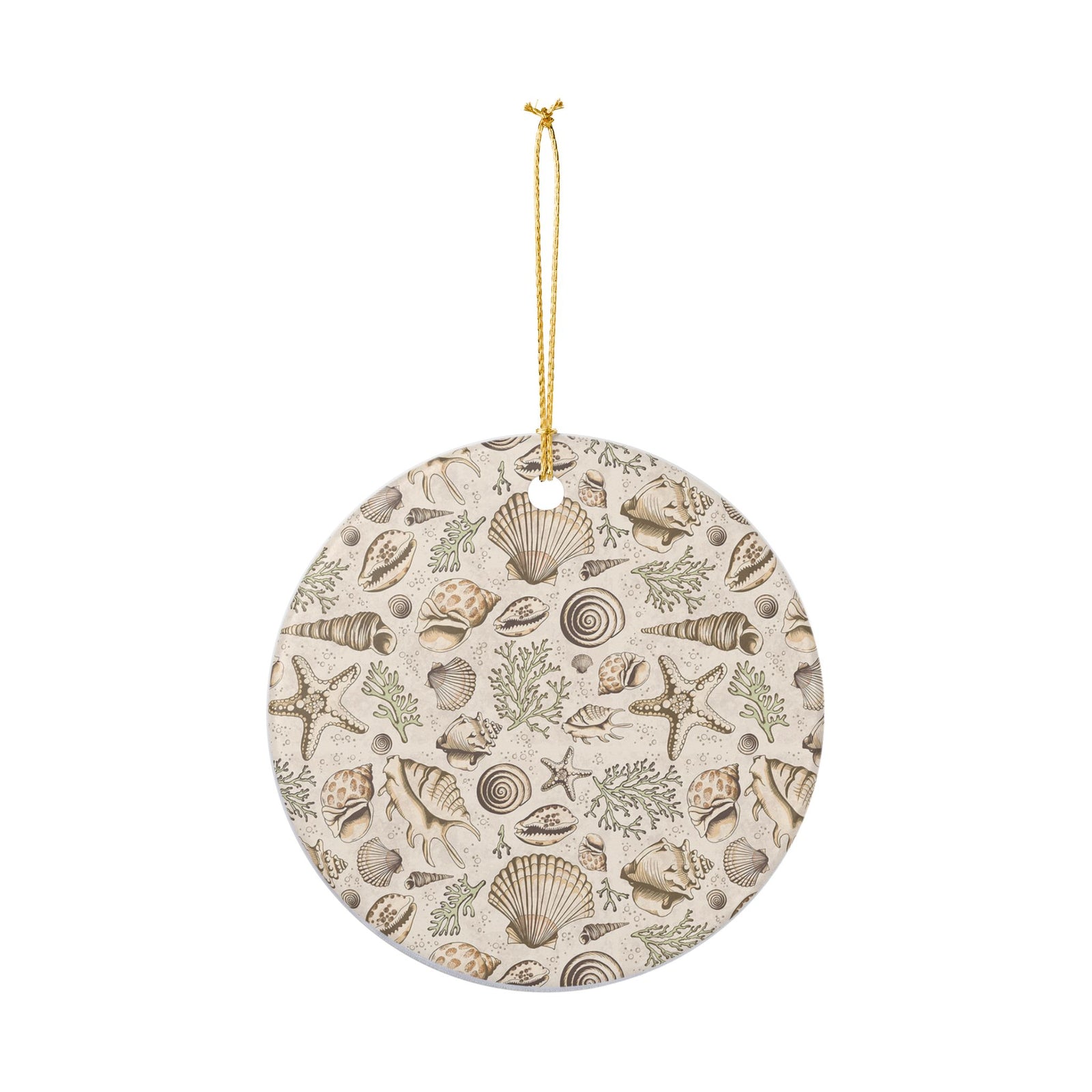 Seashells Ceramic Ornament - Coastal Holiday Decoration