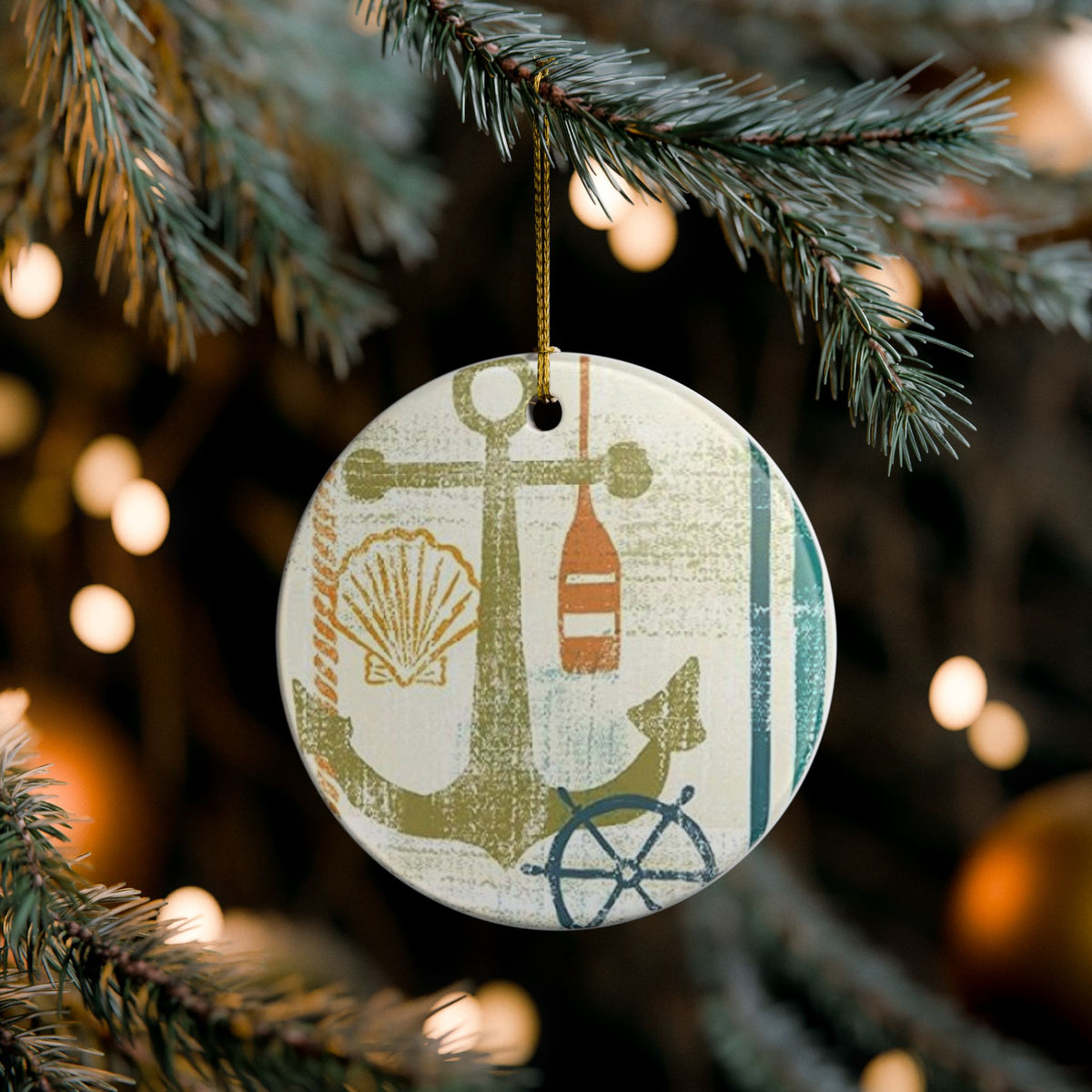 Nautical Whispers Ceramic Ornament - Coastal Decoration