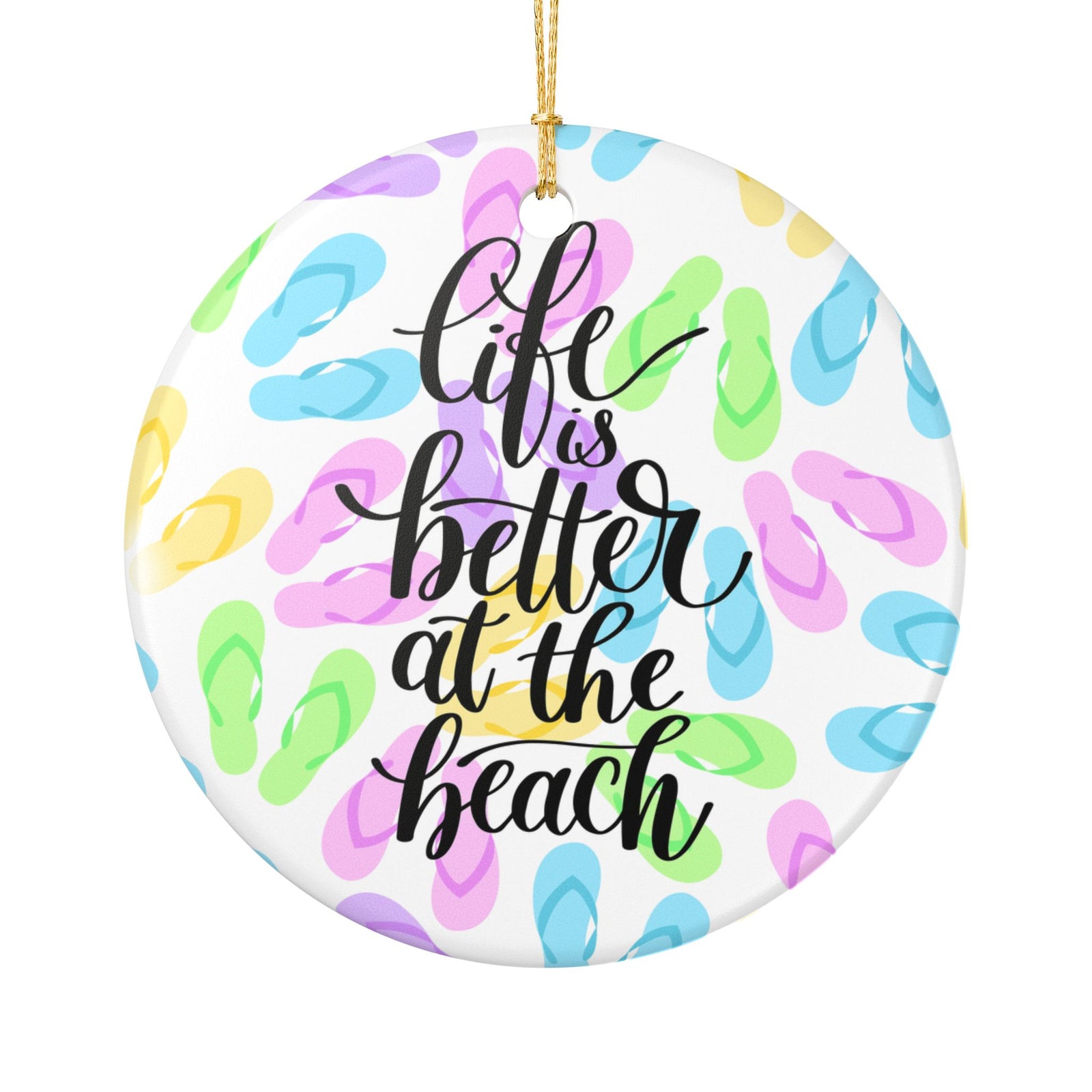 Beach Life Ceramic Ornament - Coastal Holiday Decoration