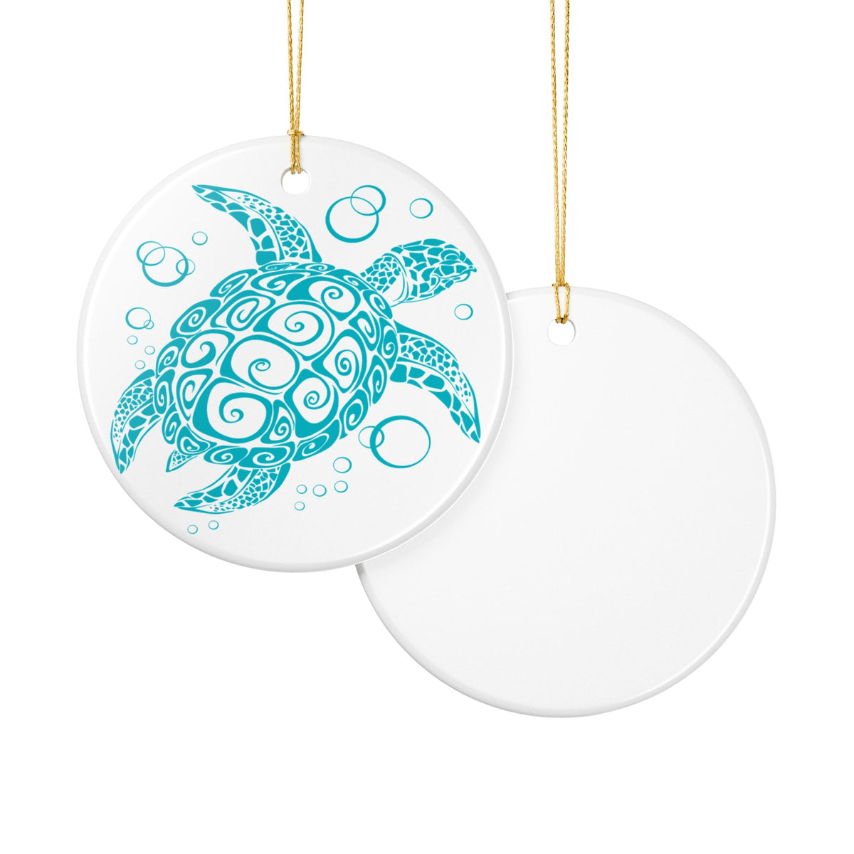 Blue Turtle Ceramic Ornament - Coastal Holiday Decoration