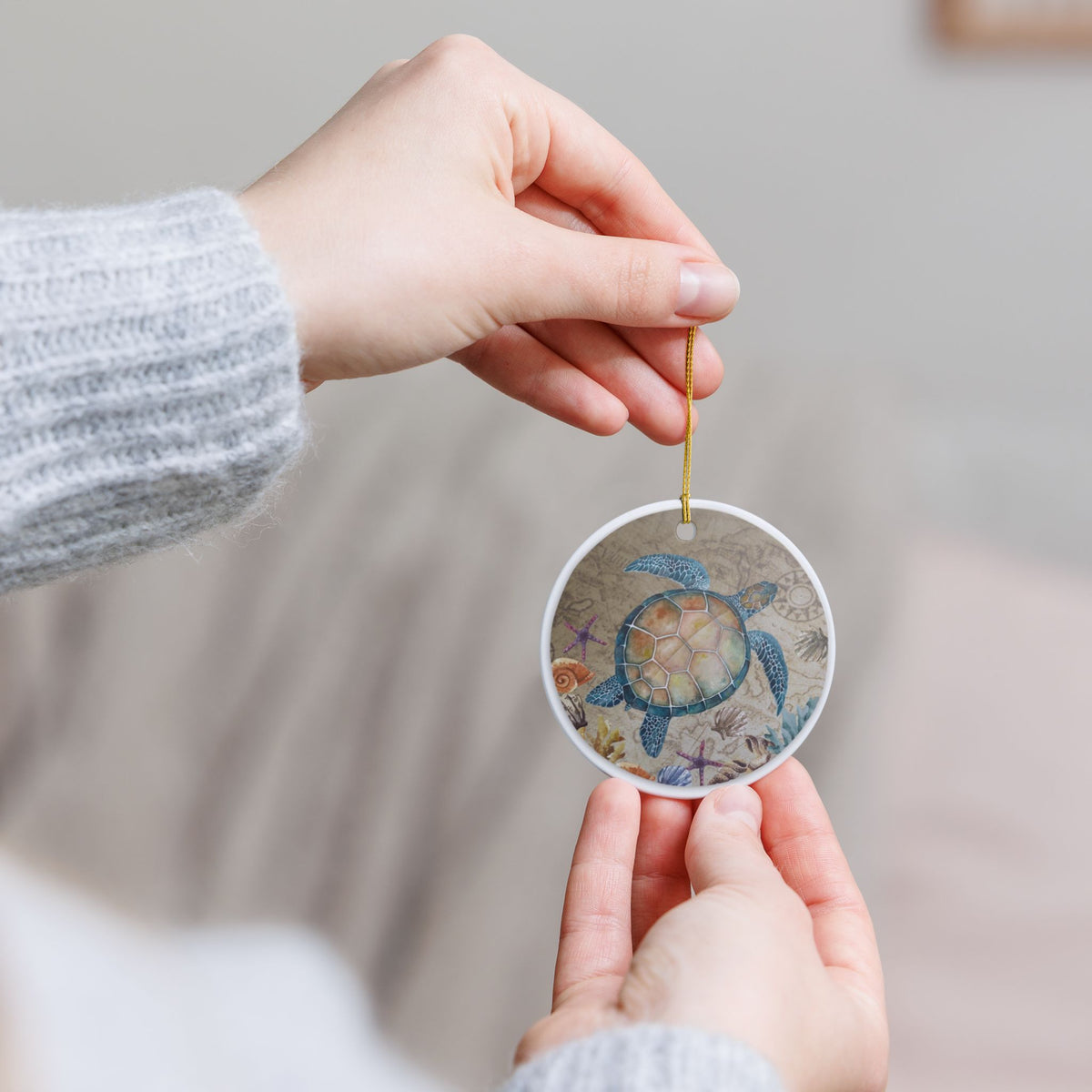 Sea Traveler Ceramic Ornament - Coastal Holiday Decoration