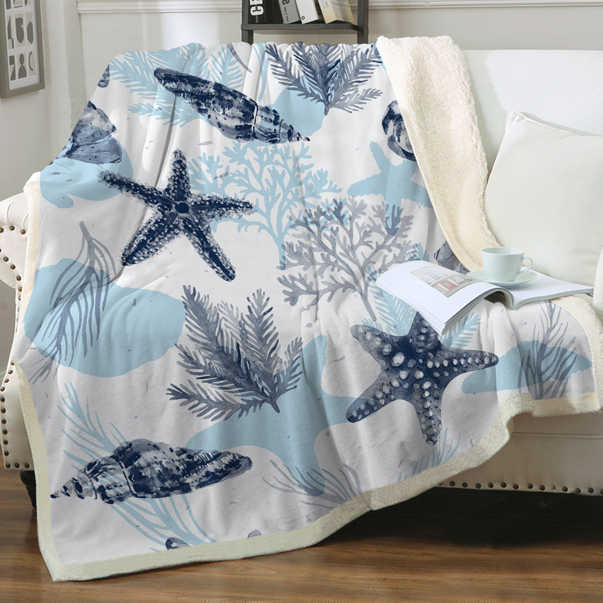 Ocean Blues Soft Sherpa Blanket