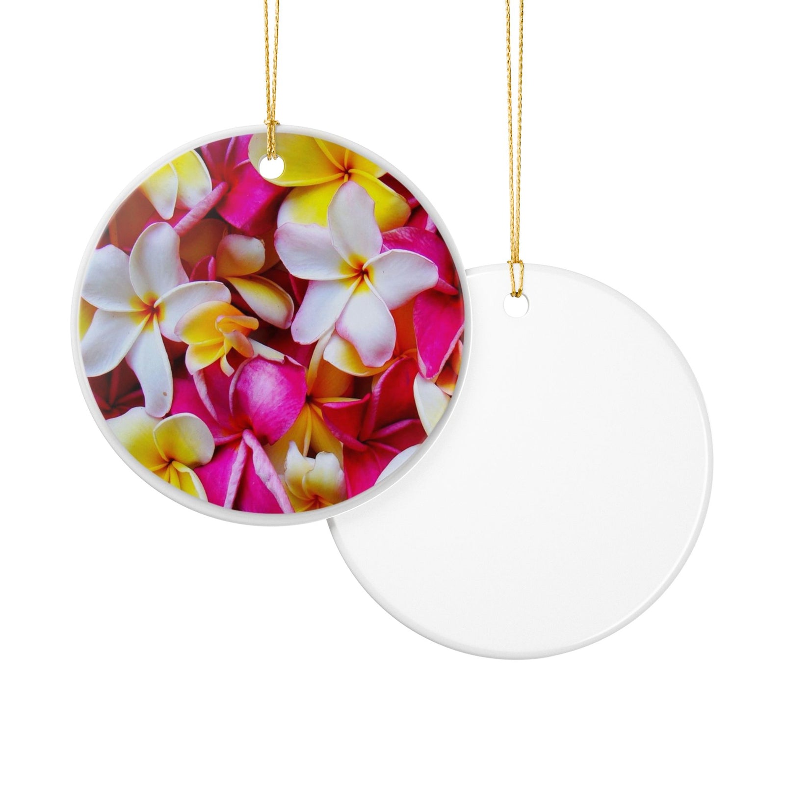 Floral Harmony in Pink and Yellow Ceramic Ornament - Coastal Decoration