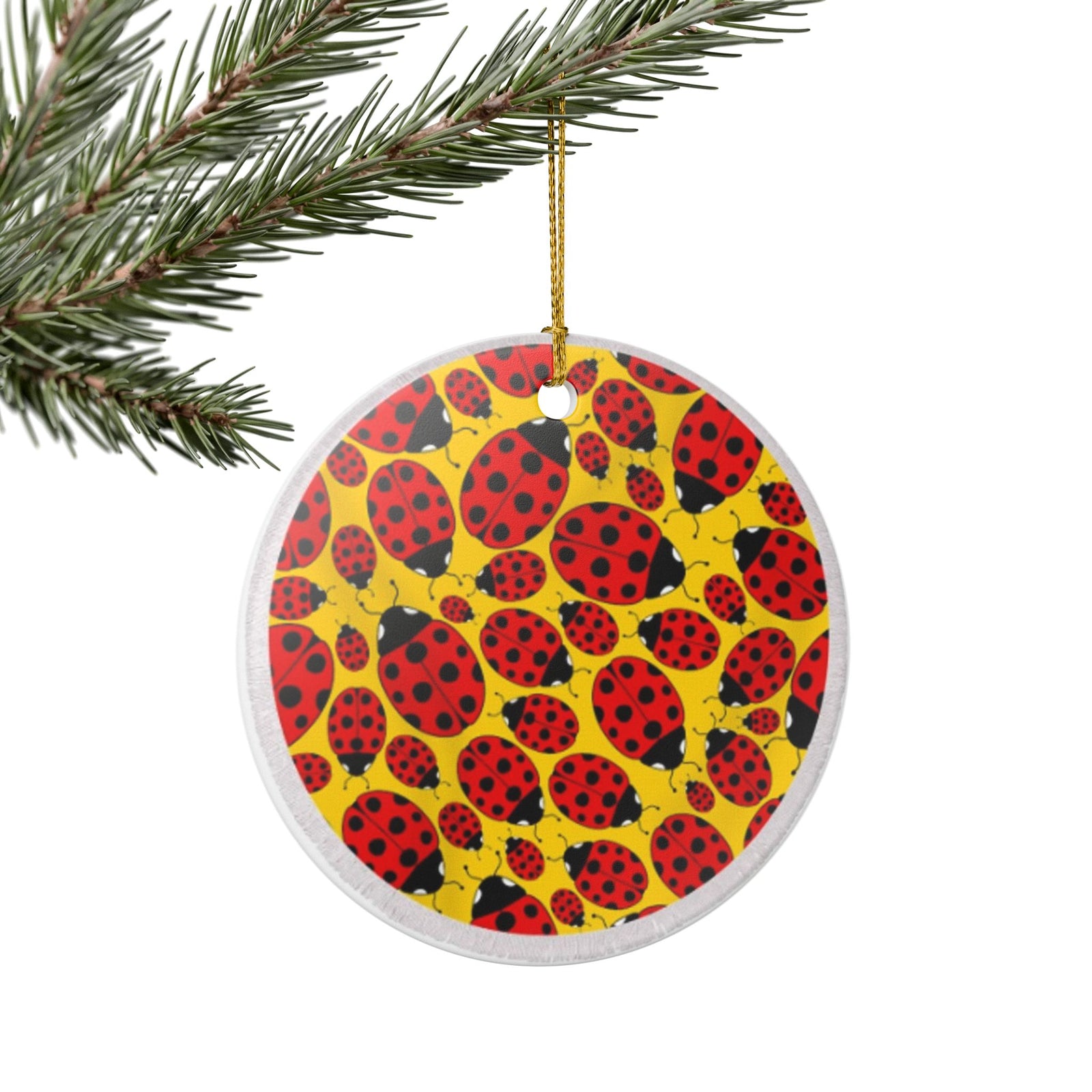 Ladybug Swarm Ceramic Ornament - Coastal Decoration
