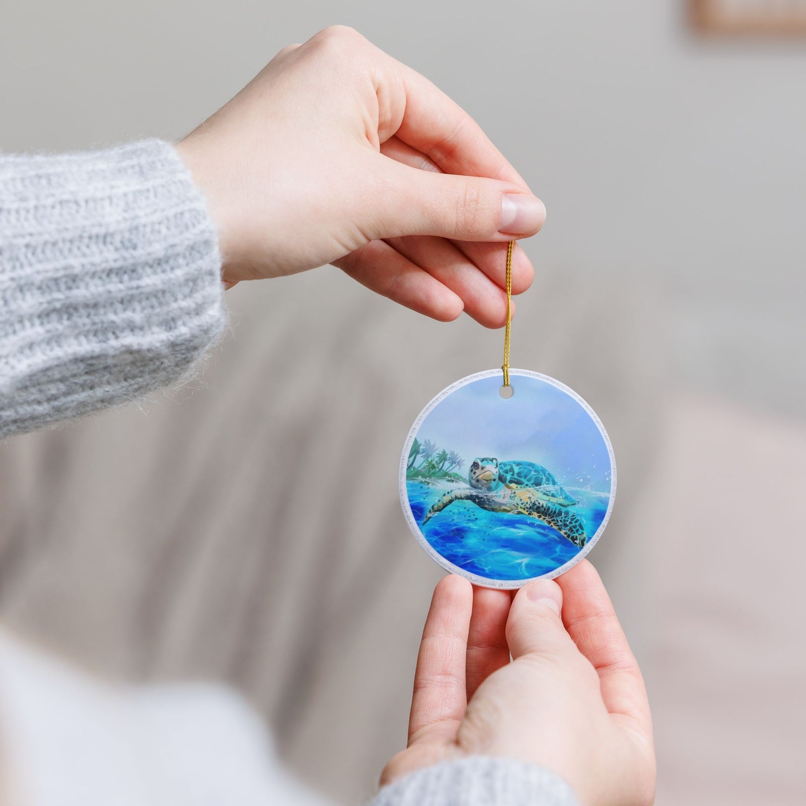 Azure Voyage Ceramic Ornament - Coastal Decoration