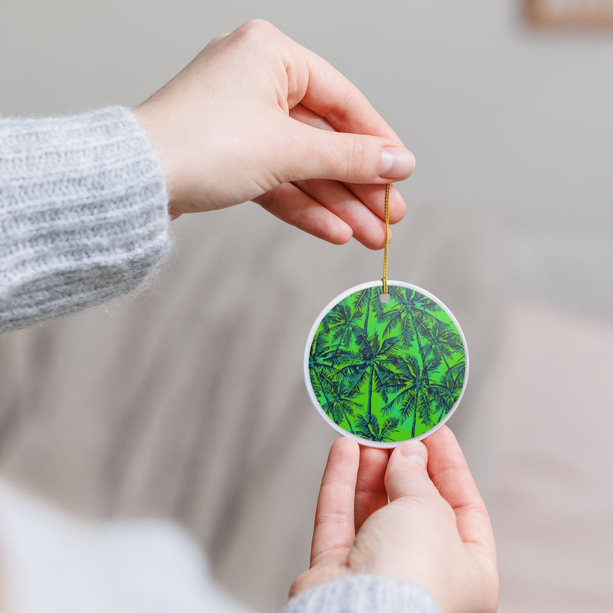 Tropical Neon Dreams Ceramic Ornament - Coastal Decoration