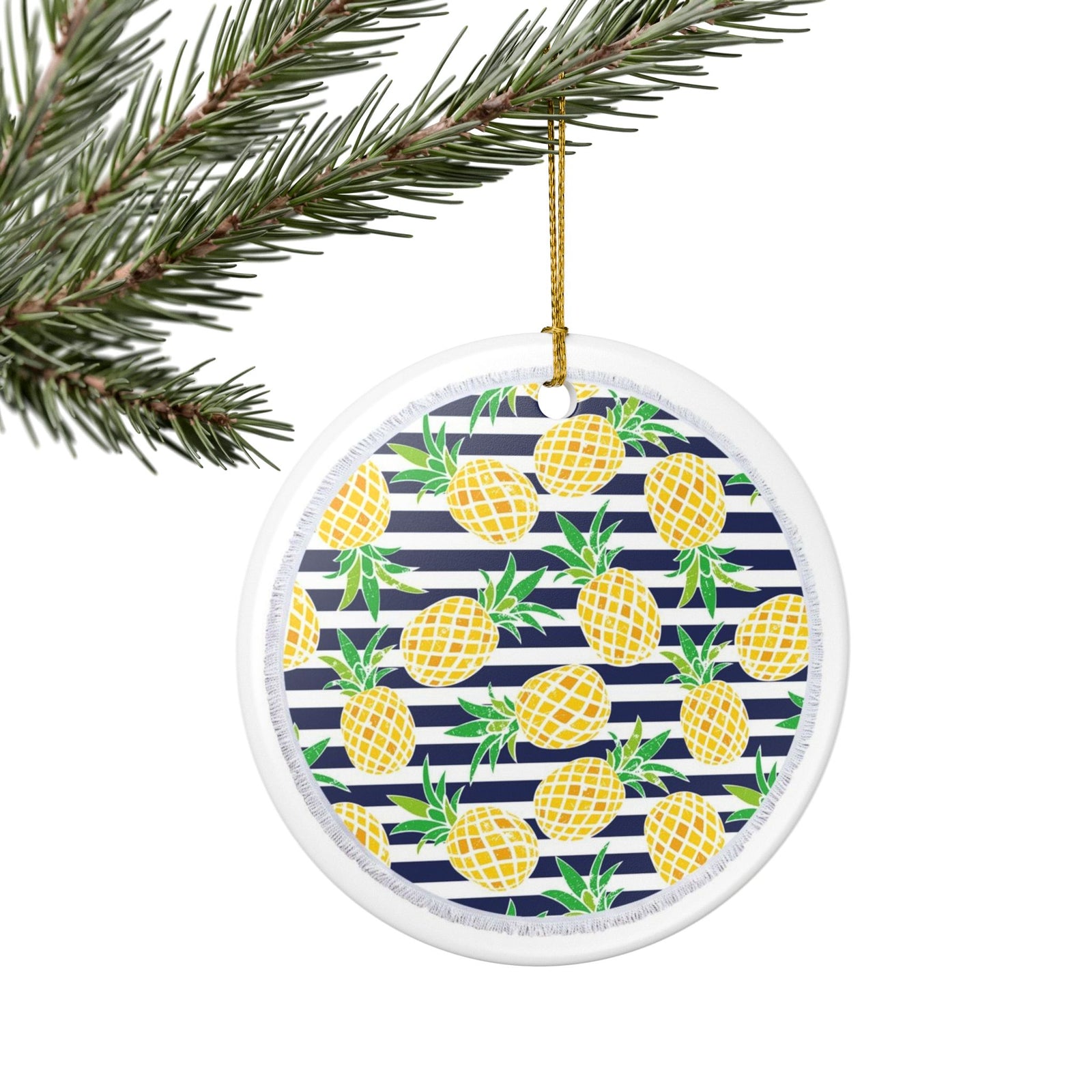 Tropical Stripes Ceramic Ornament - Coastal Decoration