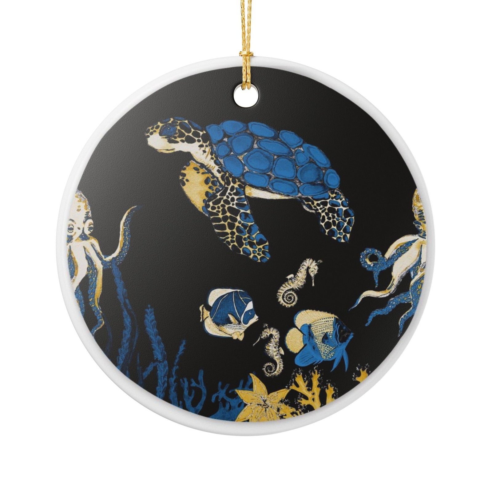 Sea of Blue Wonders Ceramic Ornament - Coastal Decoration