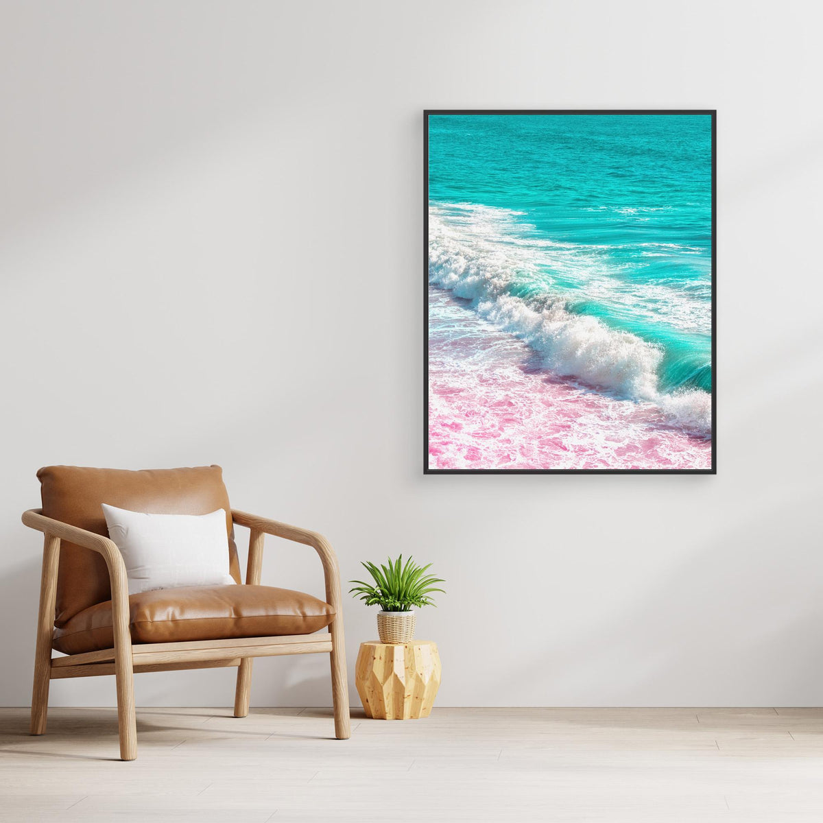 Canvas Print - Waves Crashing in Pink and Blue by Tom Windeknecht