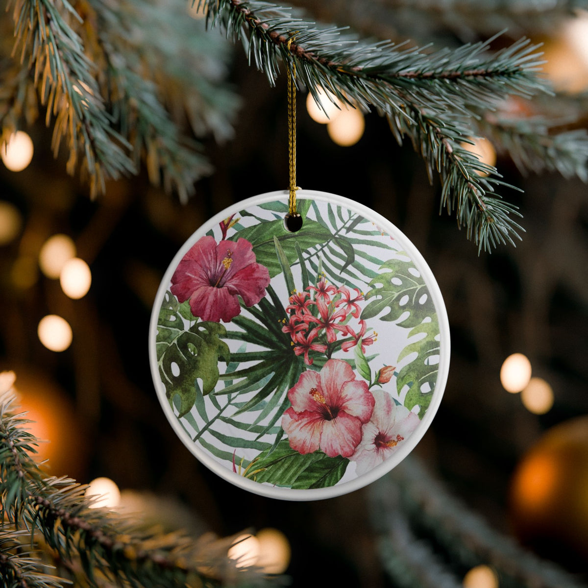 Tropical Bloom Ceramic Ornament - Coastal Decoration