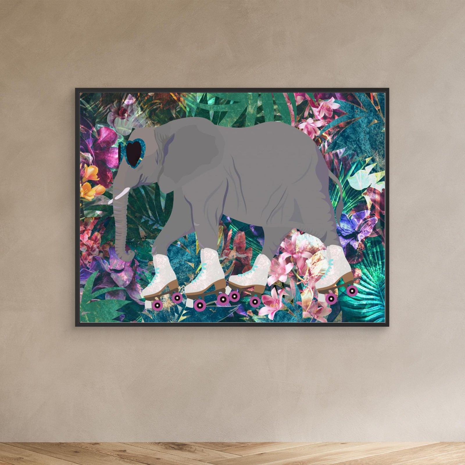 Canvas Print - Elephant Rollerskating in the Jungle by Sarah Manovski