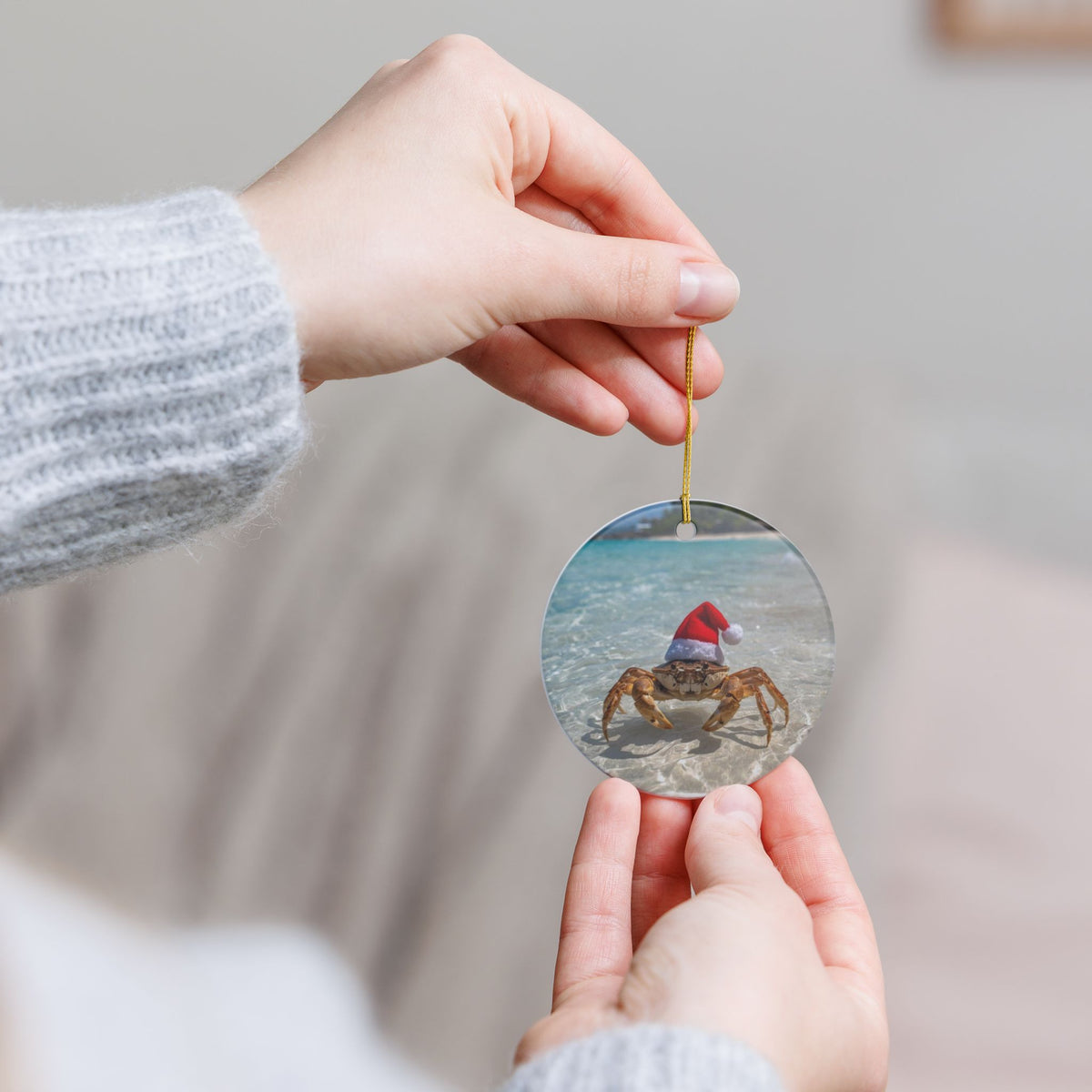 Mr Sandy Claws Ceramic Ornament - Coastal Holiday Decoration