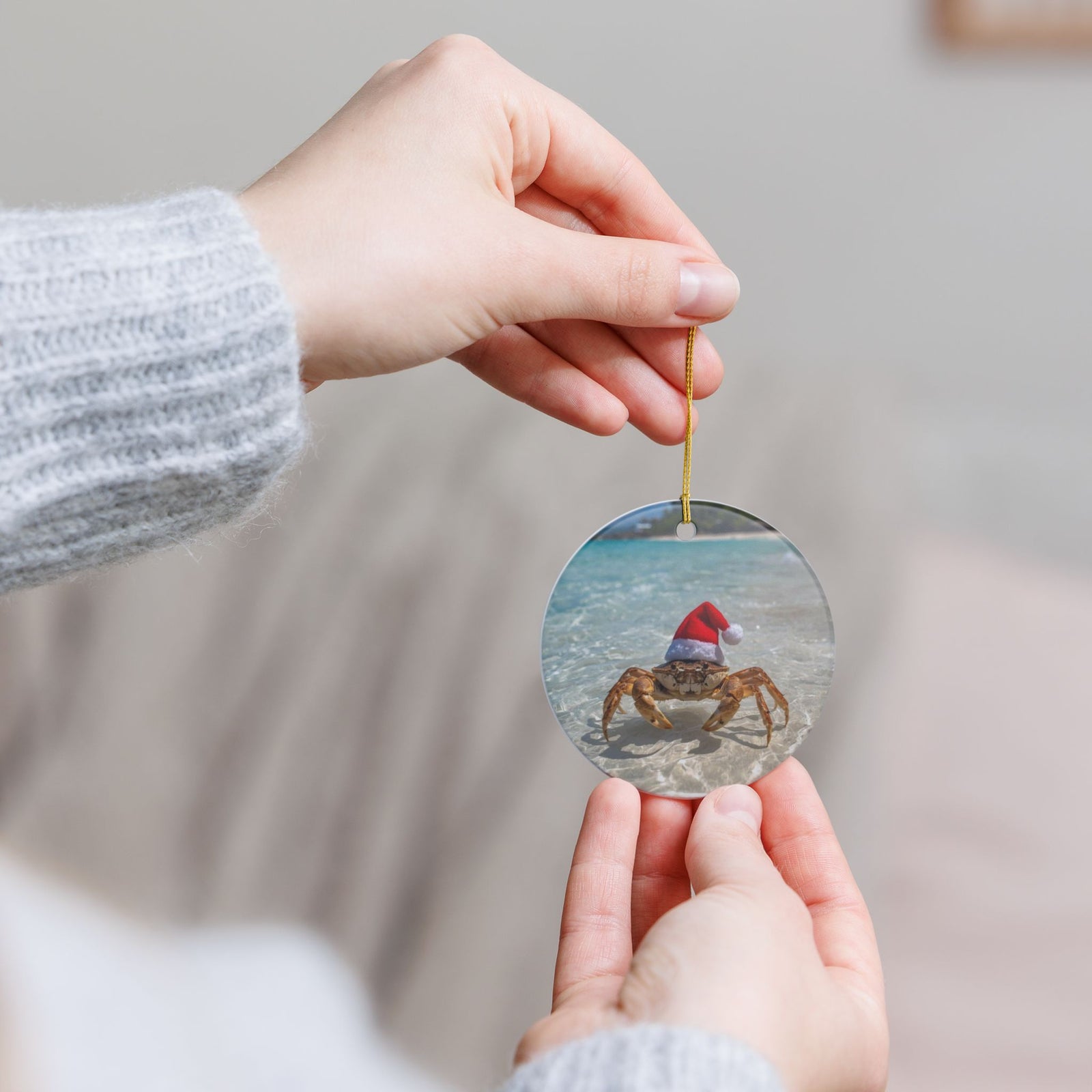 Mr Sandy Claws Ceramic Ornament - Coastal Holiday Decoration